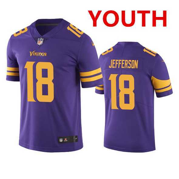 Youth Minnesota Vikings #18 Justin Jefferson Purple Color Rush Limited Stitched Jersey,We sell and wholesale Youth Minnesota Vikings #18 Justin Jefferson Purple Color Rush Limited Stitched Jersey on line form chian!